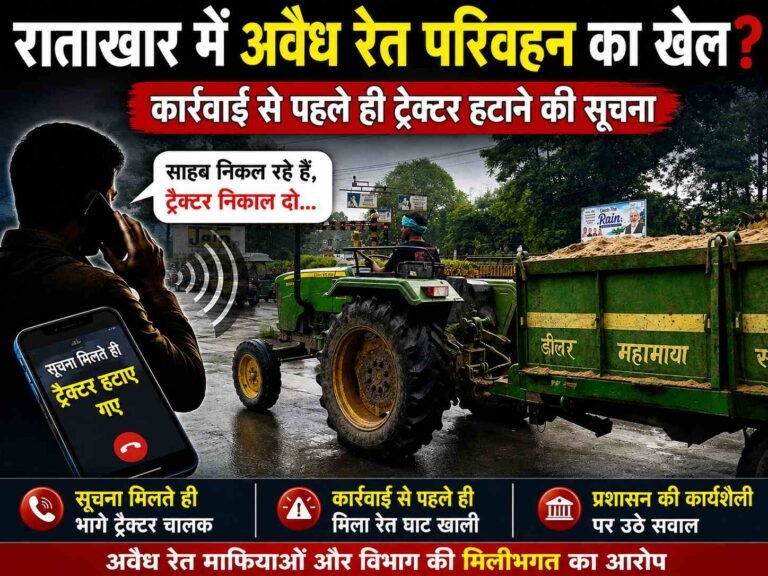 राताखार में अवैध रेत परिवहन का खेल? कार्रवाई से पहले ही ट्रैक्टर हटाने की सूचना